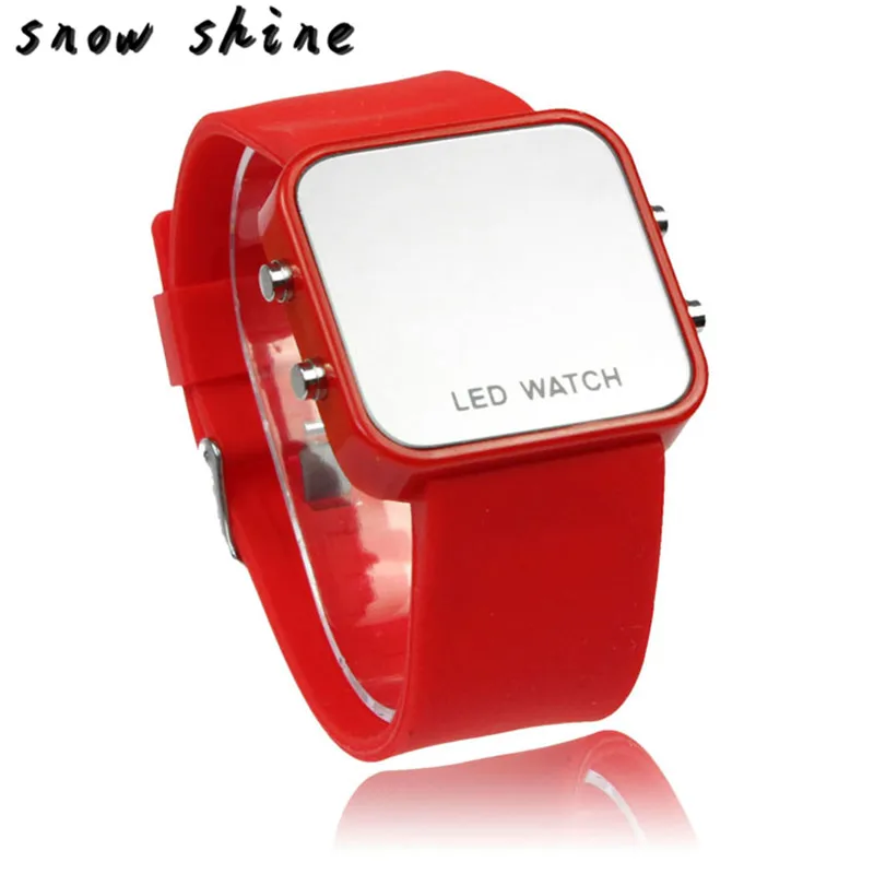snowshine 10 1PCS Classical 12 Mini Color Mirror Face LED Silicone Men Lady font b Watch