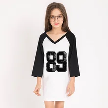 2017 Brand Girls T shirt Dress Basic Long Tshirt 82 Print Sequined Dress Kids Back to School Clothes For 6 8 9 10 11 12 13 Years