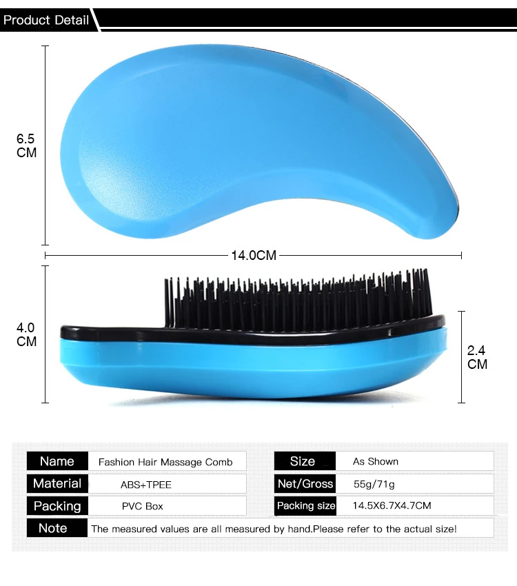 Fashion Anti-static Hair Massage Brush Comb Styling Tools Smooth Hair Combs Hairbrushes Handle for Salon Styling Women Girl Hair