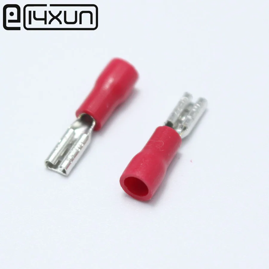 100Pcs 6.3mm FDD1.25-250 16-22 AWG Insulated Female Spade Wire Crimp Terminal