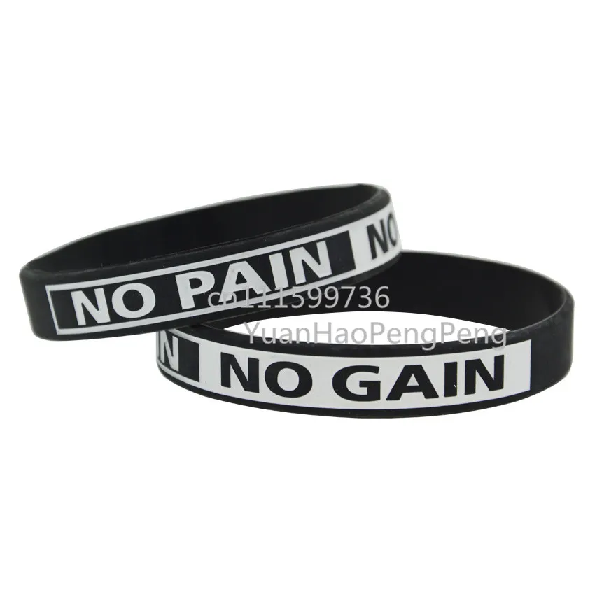 50 шт./лот No Pain No Gain мотивационные силиконовые гравировка заполнены в Цвет браслет