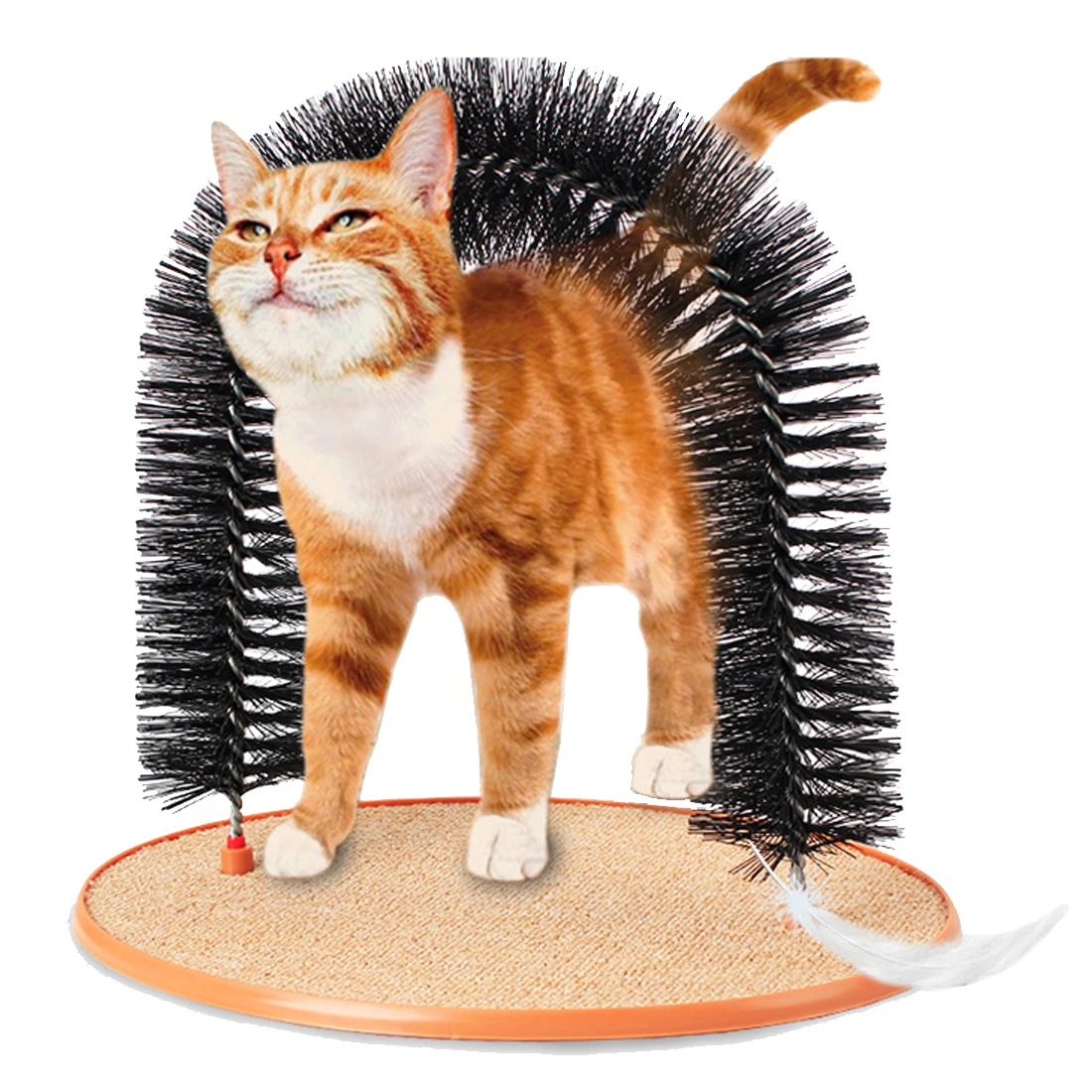 Gift Arch Pet Cat Self Groomer With Round Fleece Base Cat Toy Brush