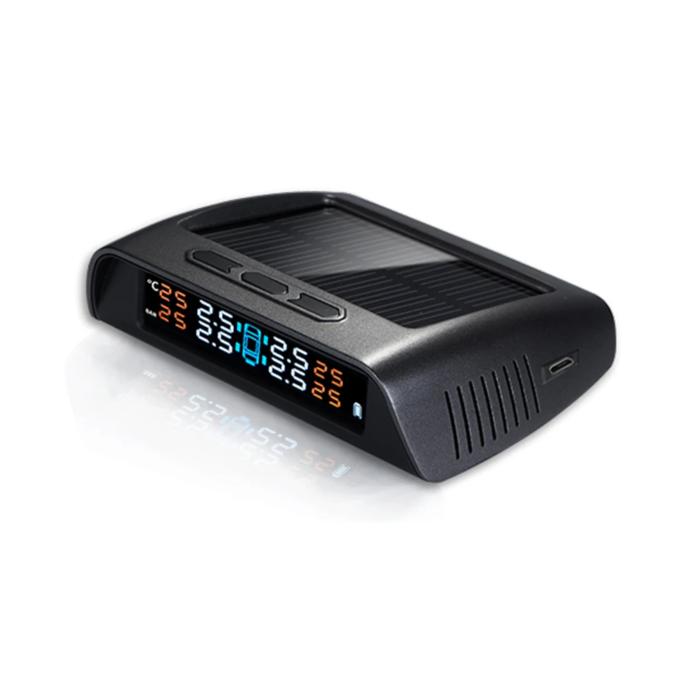 External Internal Wireless Car Truck TPMS Tire Pressure Monitoring Sensors Gauges Meter Solar Power