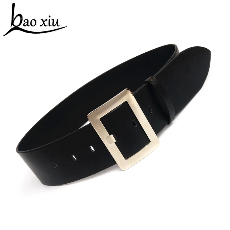 

Fashion Female brand Vintage Strap Metal Pin Buckle Jeans wide 6cm Designer Leather Belt For Women