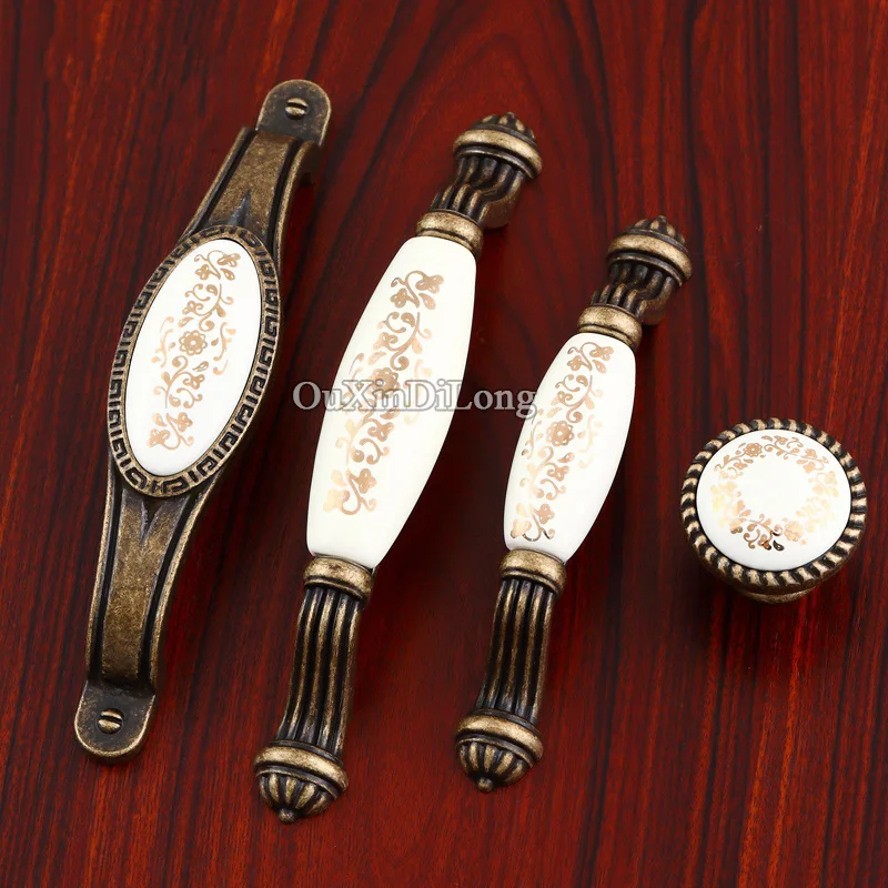 

Top Designed 10PCS European Antique Kitchen Door Furniture Handles Ceramic Cupboard Wardrobe Drawer Cabinet Pulls Handles&Knobs