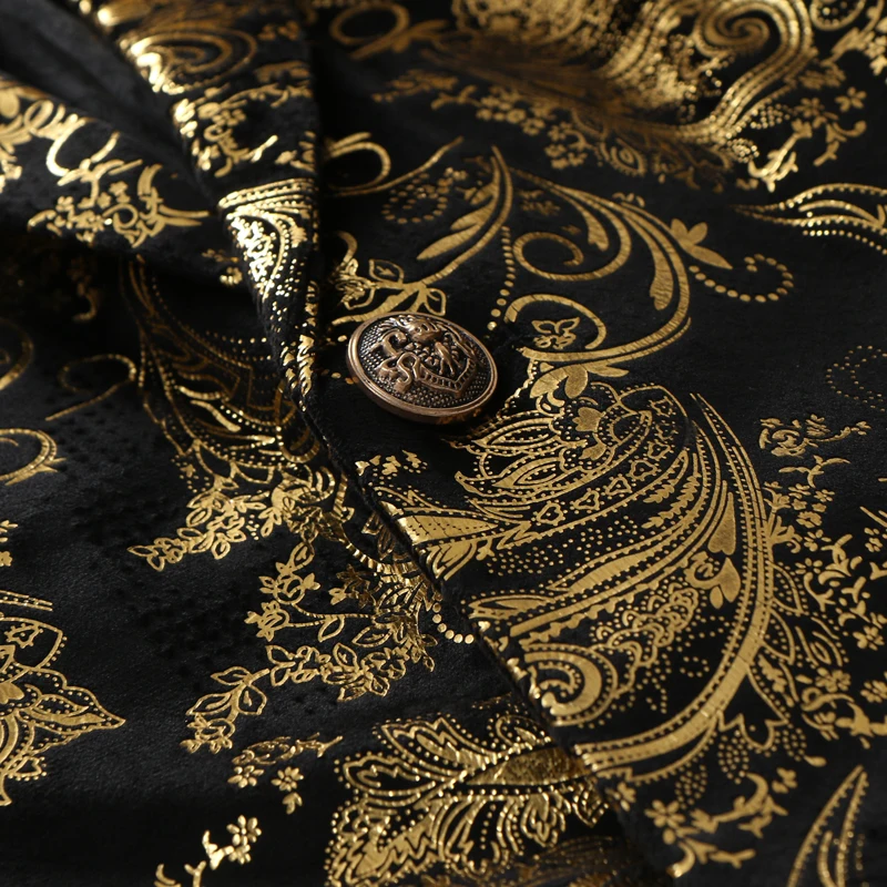 Для мужчин S Роскошные Golded Пейсли печати костюм Блейзер Куртка Мода Для мужчин Однобортный две кнопки Пиджаки для женщин Для мужчин Стадия Пром костюмы