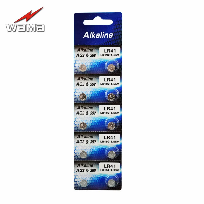 10 шт./лот Wama AG3 1 5 в часовая батарейка LR41 192 L736 392 щелочные батарейки цветная лампа