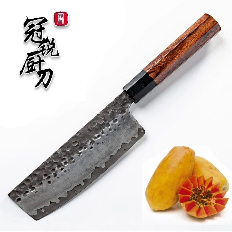Nakiri-Knife-Hand-Forged-Kitchen-Knives-Japanese-AUS10-3-Layer-Steel-Natural-Wood-Environmental-Product-Grandsharp