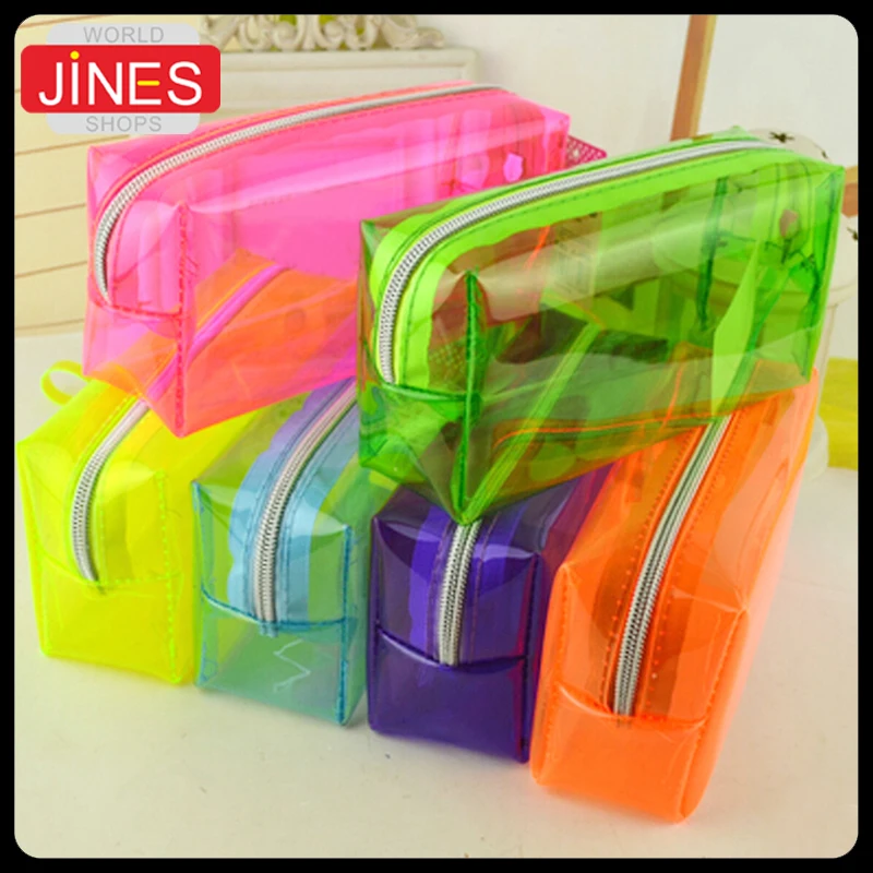 

High quality transparent Plastic Pen Case Pencil Bag Holder Storage Pouch Cosmetic Makeup Bag Pouch Fashion Christmas Gift