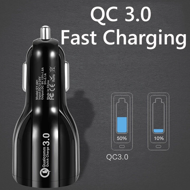 Suntaiho QC 3.0 المزدوج USB شاحن سيارة سريعة تهمة الهاتف المحمول سريع سيارة شاحن آيفون سامسونج S10 + اللوحي البسيطة شاحن يو اس بي