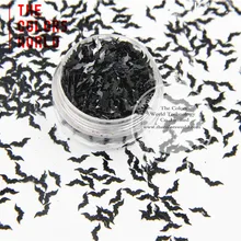 Черный цвет в форме летучей мыши Размер: 8 мм блестки пайетки для дизайна ногтей и DIY принадлежности и праздничные украшения