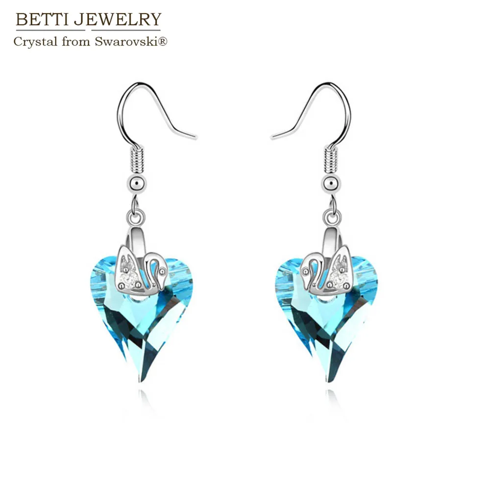 

2016 mother's Day gift 4 colors women new charming heart earrings With Crystals From Swarovski bijoux jewellery wholesaler