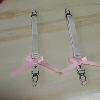 

Women Punk garters belt Handmade pink bowknot cute flower girl 2 side metal Clip buckle Elastic Harajuku Stocking suspender