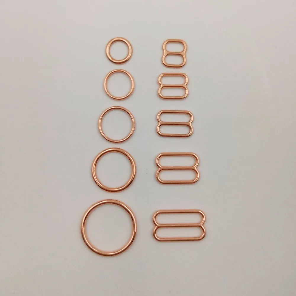 Различный размер бюстгальтера кольца и Ползунки 50 компл./лот(100 шт.) из розового золота