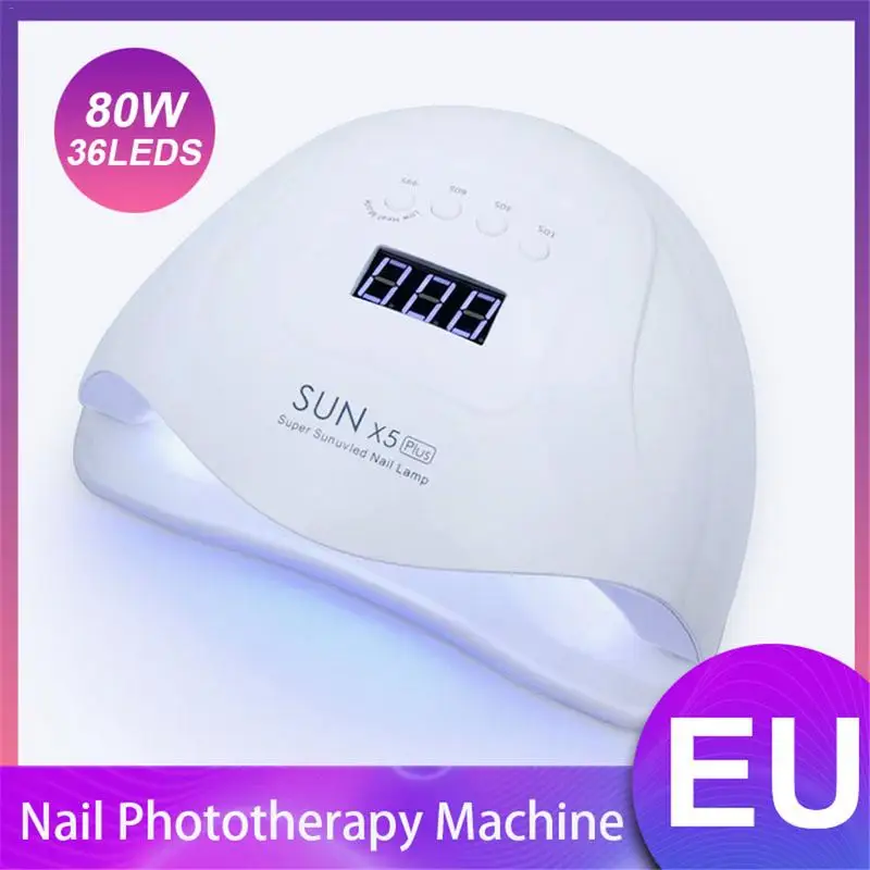 80 Вт УФ светодиодный светильник для ногтей Сушилка для ногтей двойная УФ лампа для лечения УФ-гель для ногтей с умным датчиком лампа таймер для ногтей - Цвет: EU