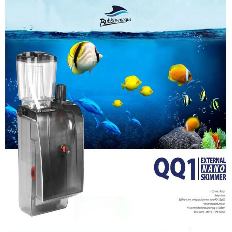 

8.5W Bubble Magus QQ1 Nano HOB Aquarium External Protein Skimmer Sump Pump Saltwater Marine Reef Needle Wheel Venturi Pump 100L