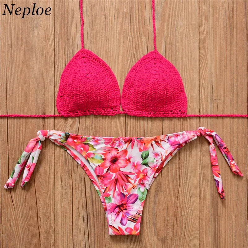 Neploe 2018 European Newly Two piece Women Bikinis Handmade Weave
