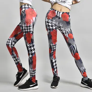 

New 2018 Women High Waist Floral Pringting Yo-ga Skinny Leggings Stretch Slim Casual Trousers