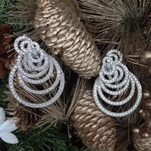 Роскошные серьги из фианита AAA с подвеской в виде капли воды, многослойные серьги из прозрачного камня