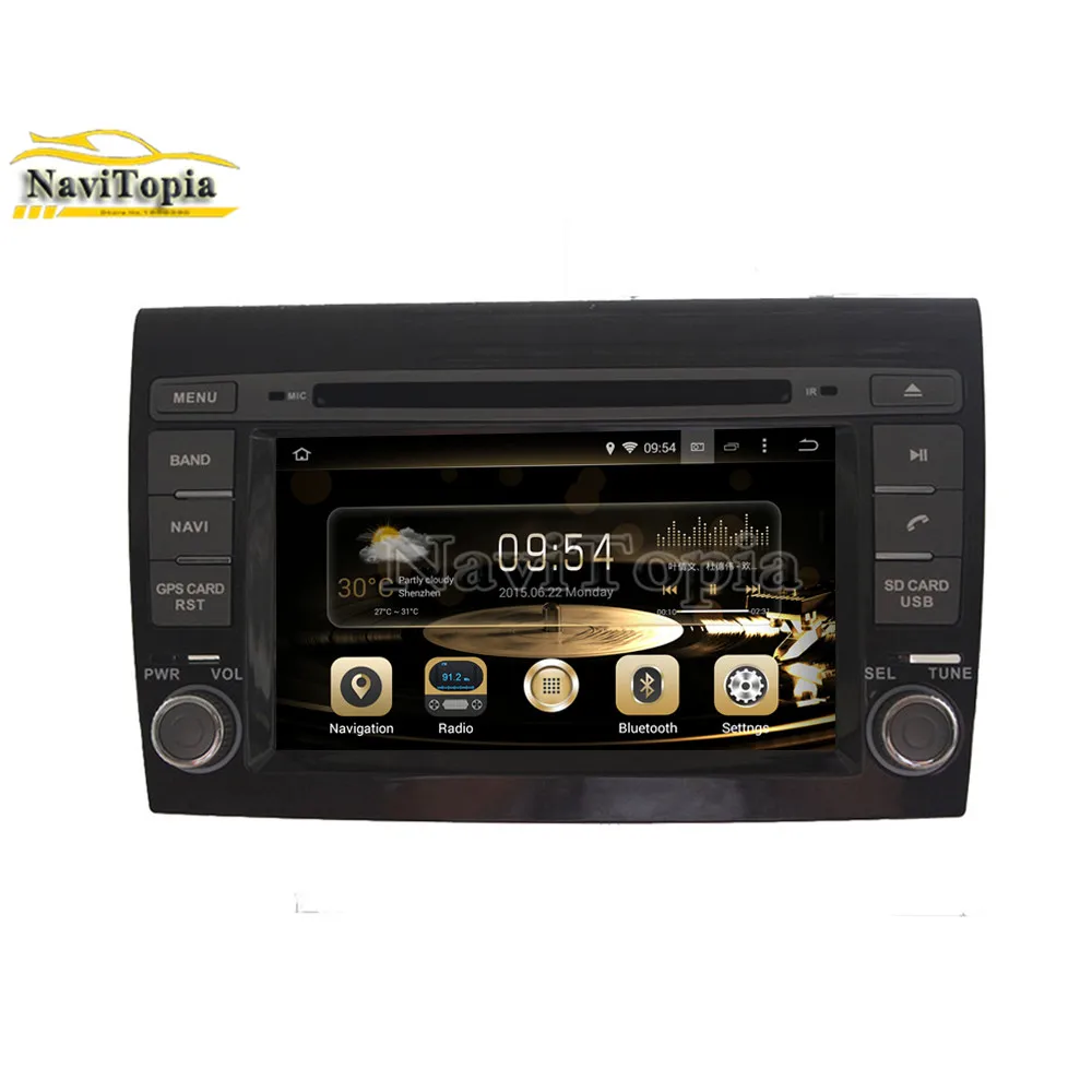 Excellent NAVITOPIA 7inch 4G RAM 64G ROM PX6 Six Core Android 9.0 Car DVD Player GPS Navigation for Fiat Bravo 2007 2008 2009 2010- 7