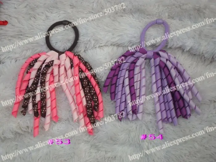 

free shipping 60pcs korker ponytail holders streamer to mix color corker ponys streamer colorful