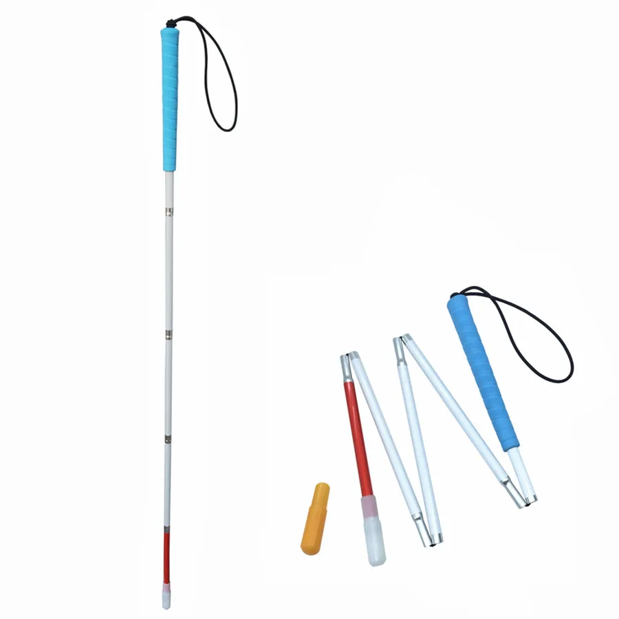 Blue Handle, 105 155cm Aluminium Folding Walking Stick for Blind and