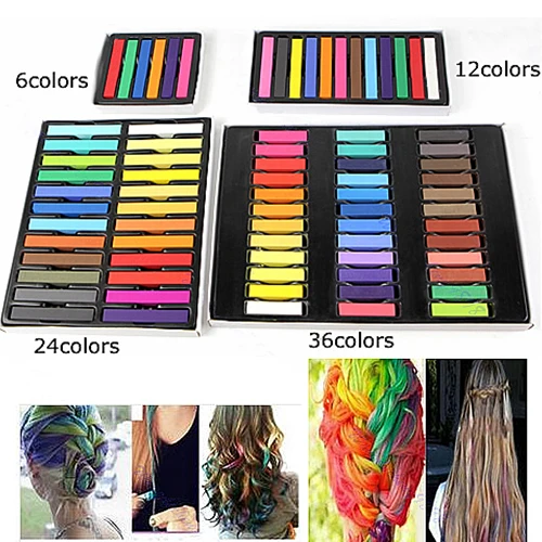 Professional Fashion Hair Chalks Temporary Colors Dye Easy Soft Pastels Kit Beauty Care Styling Tools | Красота и здоровье
