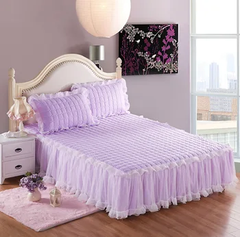 

Women Cotton Lace Quilted Thick Bedspreads Metress With One Pair Pillowcase