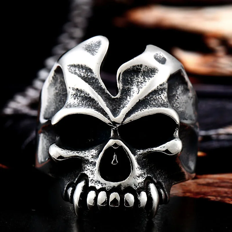 BEIER New Head Skull Ring Stainless Steel Lion People Punk Motorcycle Biker Jewelry For Man And Boy BR8-356