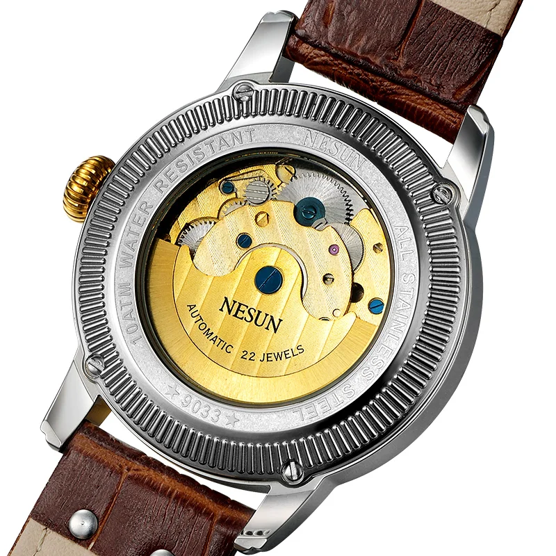 Швейцарские роскошные Брендовые Часы Nesun Skeleton Tourbillon мужские автоматические часы