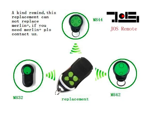 

Free shipping Merlin Green Button M842 M832 230t 430r replacement GARAGE REMOTE 100% compatible