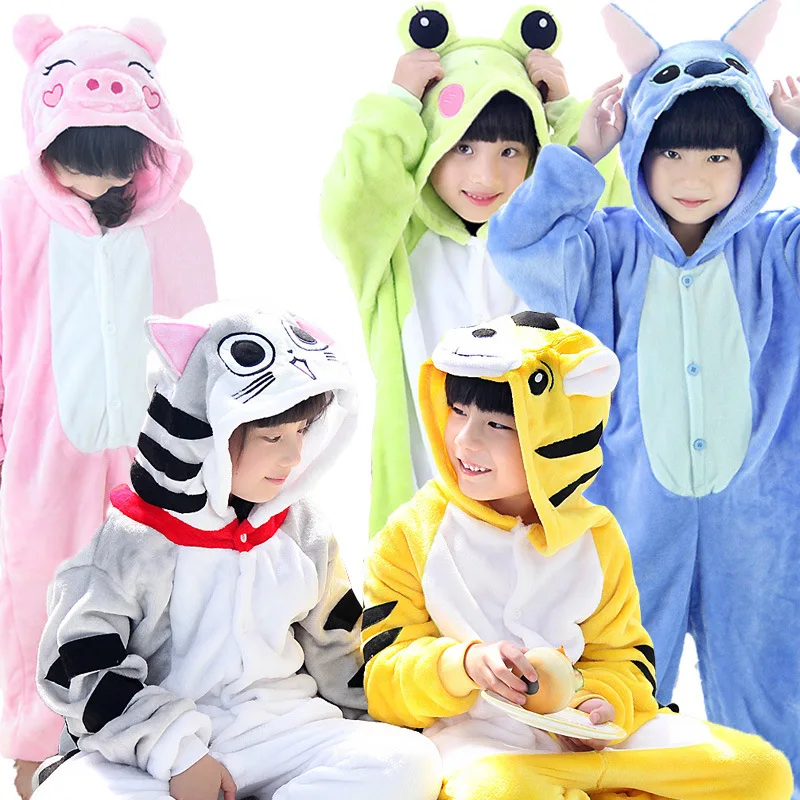 

Children Dinosaur Animal Flannel Animal Stitch One-Piece Pajamas Long-Sleeve Cartoon Parent-Child Autumn And Winter nan nv Baby