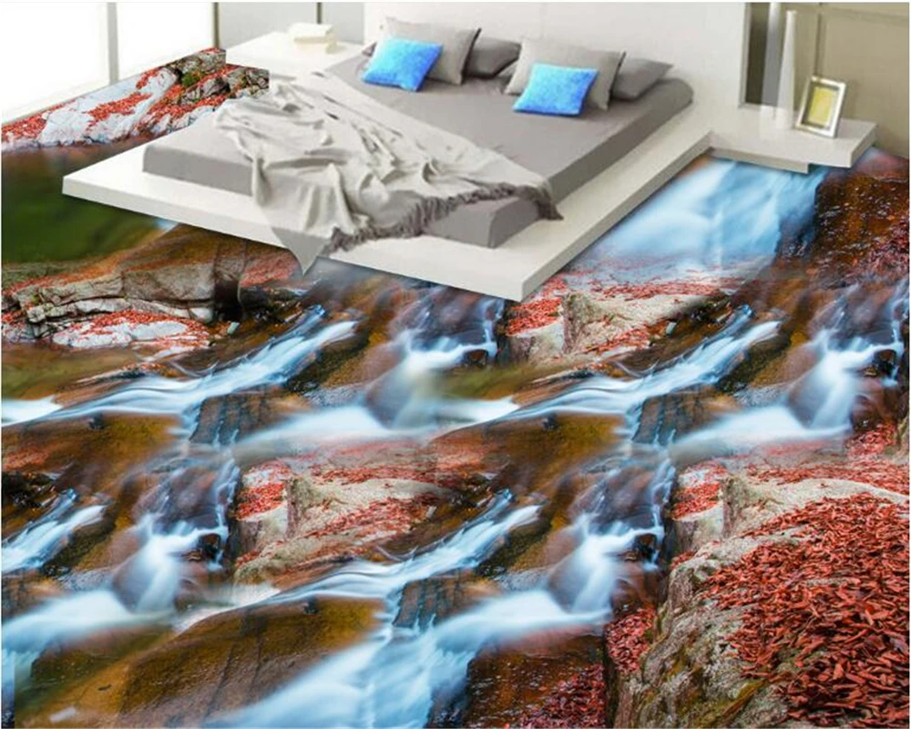 Beibehang Fashion Indah Wallpaper Creek 3d Lantai Air Aliran Gunung