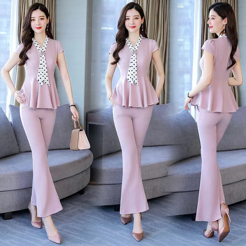 Chiffon Zomer Stijl Vrouwen Tweedelige Outfits Broek Pak Mode Top & broek Set Ensemble Femme Survetement Jaar oude vrouwelijke Kostuum Chiffon Zomer Stijl Vrouwen Tweedelige Outfits Broek Pak Mode Top & broek Set Ensemble Femme Survetement Jaar oude vrouwelijke Kostuum