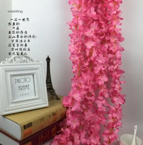 Искусственный цветок для свадьбы Поставки в полоску с цветами 2 м струны гортензии стринги Глициния ротанг цепочка цветов орхидеи