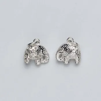 

Retro Craft Hollow Out Elephant Charms 925 Sterling Silver Pendant Fit Women Handmade Necklace Bracelets Decoration DIY Jewelry