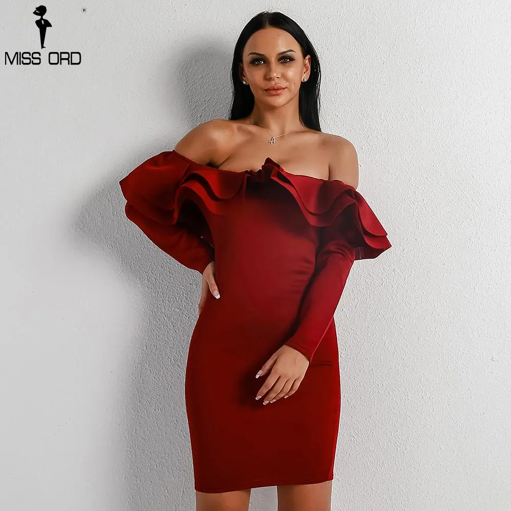 missord exaggerated ruffle one shoulder