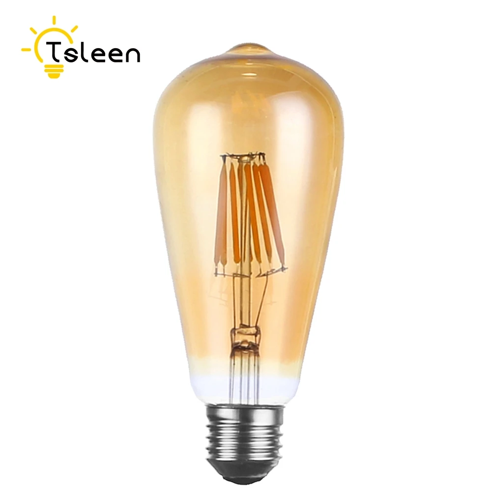 Светодиодная лампа накаливания 4 шт./лот COB E27 220 В ST64|led filament bulb|cob e27filament bulb |