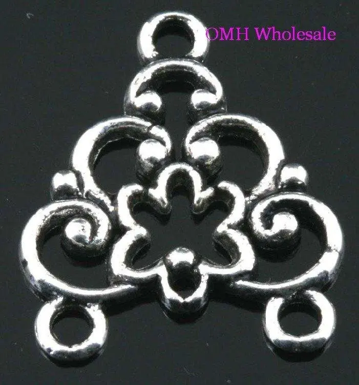 

OMH wholesale Free ship 10pcs The butterfly Tibetan silver pendants earring connectors findings Drop Earrings 22x19mm EH363