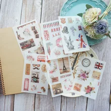 

6 Sheets Travel In London Fun Design Washi Paper Sticker As Scrapbooking DIY Wedding Gift Packing Decoration Tag