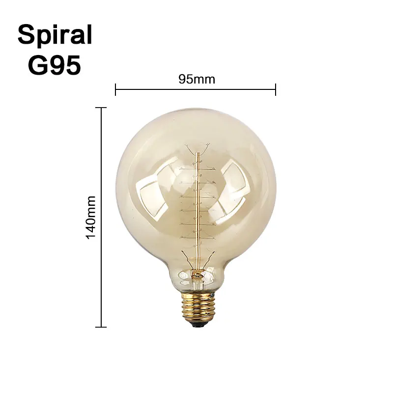 Подвесной светильник в стиле ретро E27 Винтаж нити светильник 220V можно использовать энергосберегающую лампу или светодиодную лампочку) спираль Фея светильник Edison лампа лампада ампулы Bombillas - Цвет: G95 Spiral