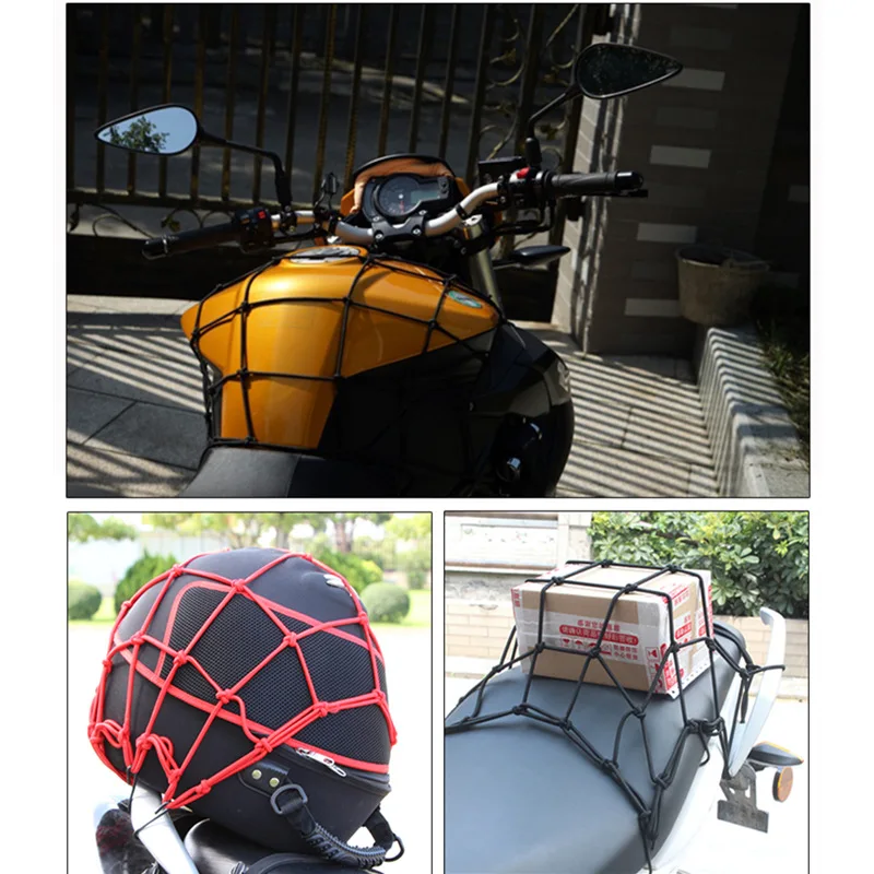 GSPSCN 40*40cm Motorcycle Helmet Net Fuel tank Nets 25 Mesh Strap Cable for Storage Carrier Bags,Cargo Fix Net for Sundries Net