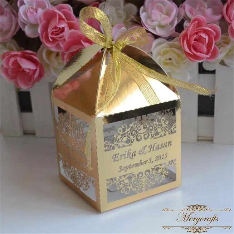 

European style laser cut unique luxury wedding favor boxes custom