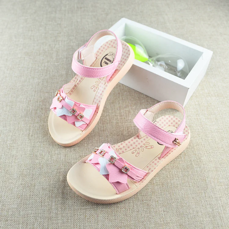 

Summer New Sandals Girls Leather Soft Bottom No-slip Mixed Color Big Star Princess Shoes Brief Fashion Big Girls 13 14 Sandals