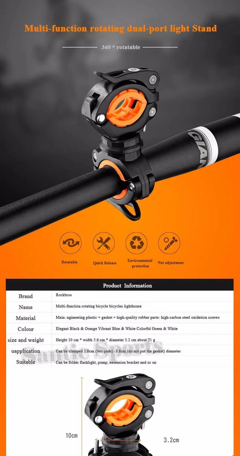 Clearance ROCKBROS Bike Light Holder Clip 360 Degree Rotation Flashlight Stand Front Lamp Holder Fixed Lamp Holder Bicycle Accessories 1 Clearance ROCKBROS Bike Light Holder Clip 360 Degree Rotation Flashlight Stand Front Lamp Holder Fixed Lamp Holder Bicycle Accessories 1