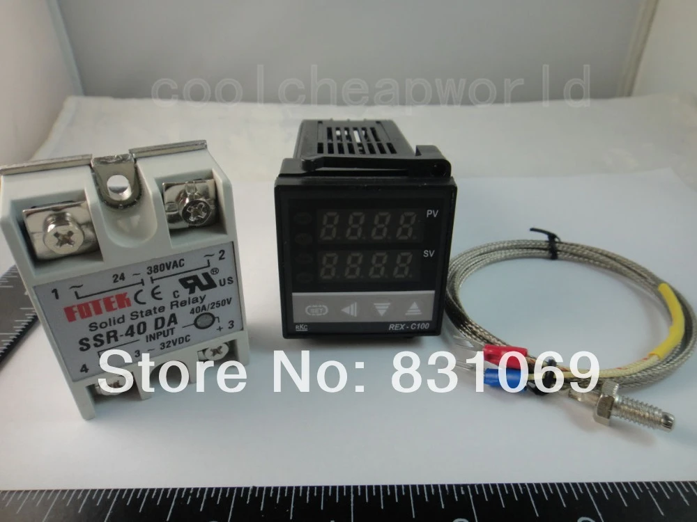 40A SSR K Thermocouple Sensor Digital PID Temperature Controller 100-240VAC