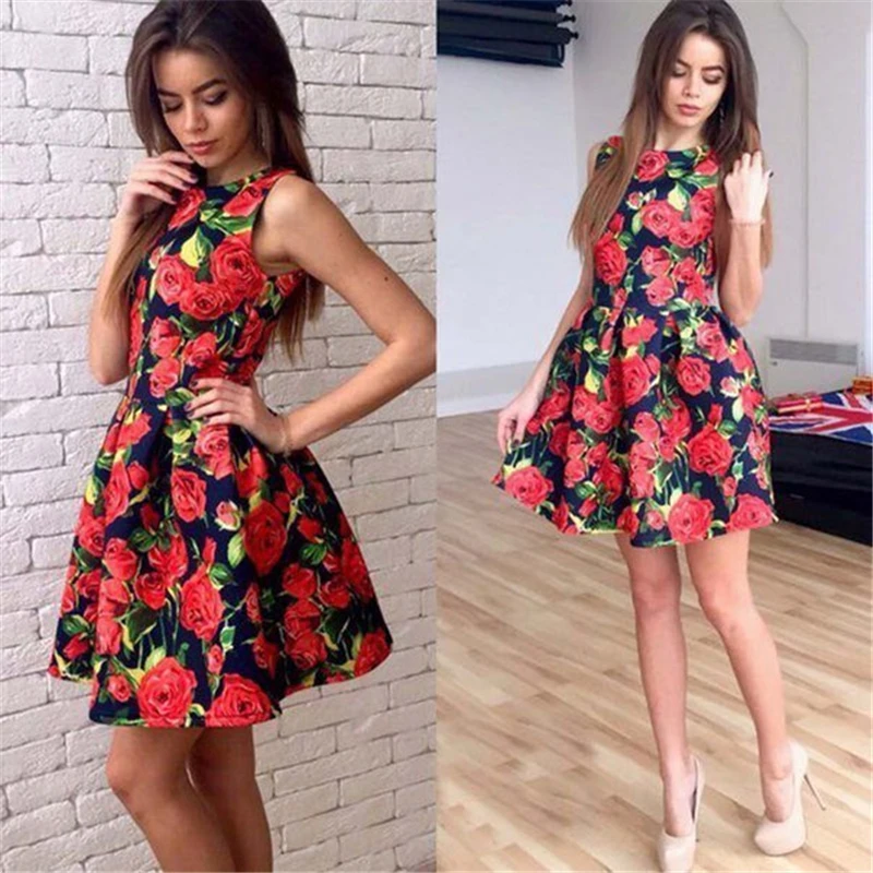 Vestido De Verano 2017 Mujeres Floral Vestidos De Fiesta Informal De