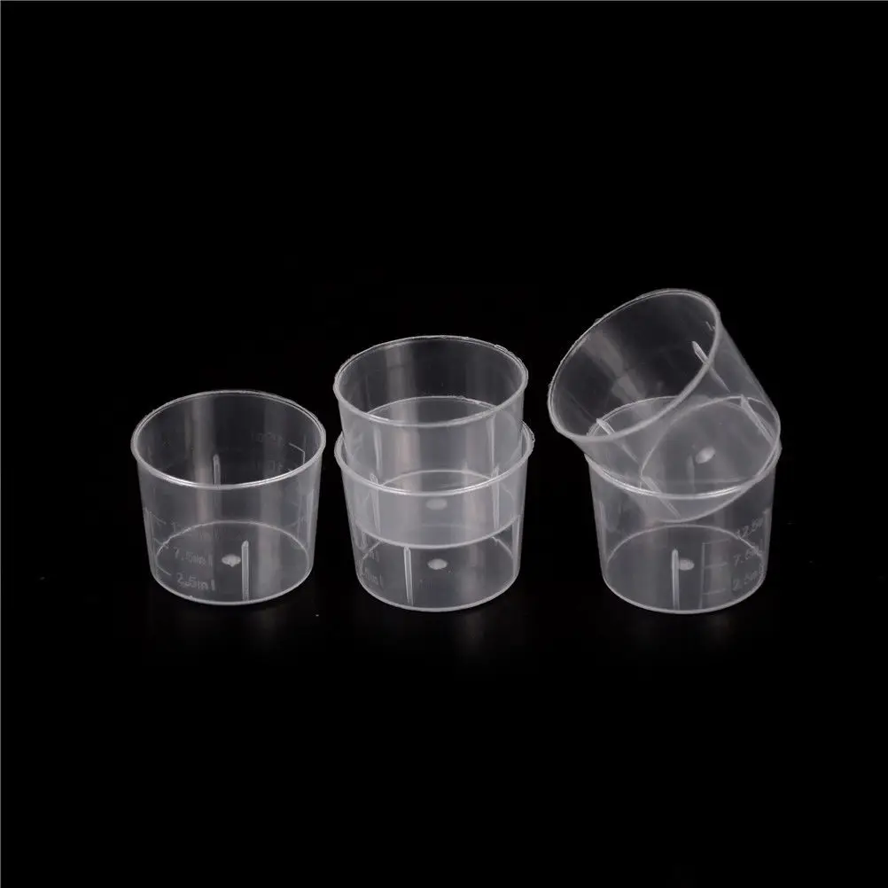 

5 Pcs 15ml Plastic Transparent Laboratory Beaker Test Measuring Jug Graduated Container Liquid Measuring Cups Lab Supplies