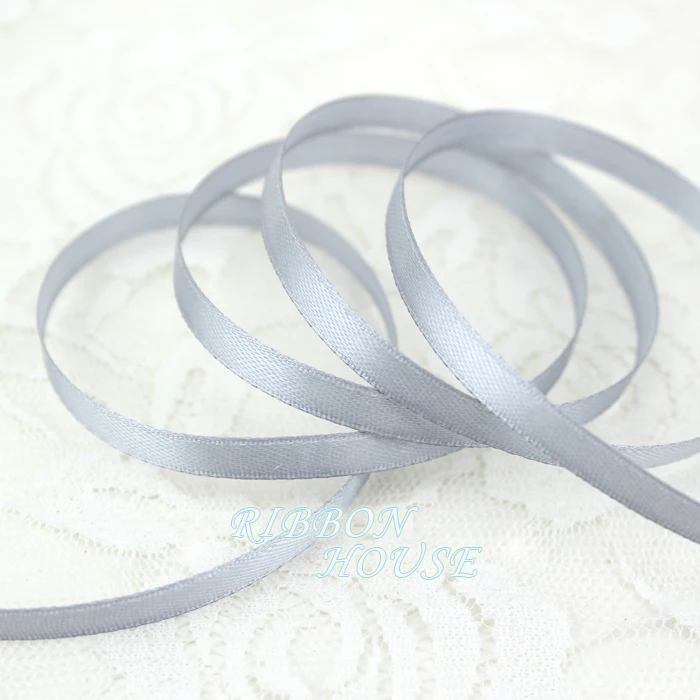 

(25 yards/roll ) 1/4" (6mm) Light Gray Single Face Satin Ribbon Webbing Decoration Gift Christmas Ribbons Wholesale