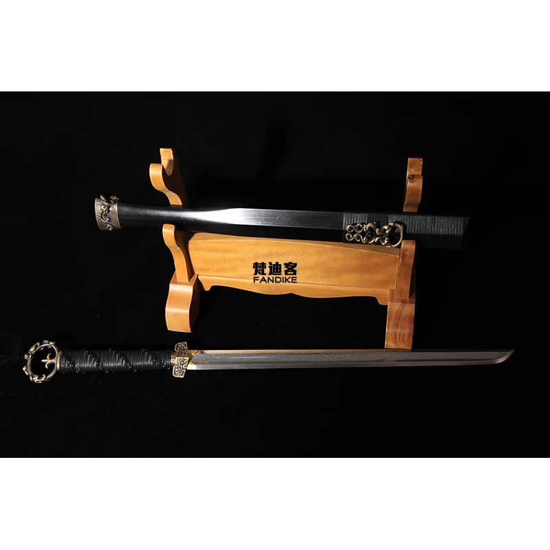 High-quality goods Handmade Folded Steel short chinese sword Classical fine God beast tiger Carve patterns very sharp